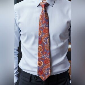 Liberty of London Paisley Tie in Red and Blue colorful necktie 100 percent silk
